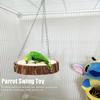 Wooden Natural Eco Friendly Portable Pet Swing Toy for Parrot Hamster(L)