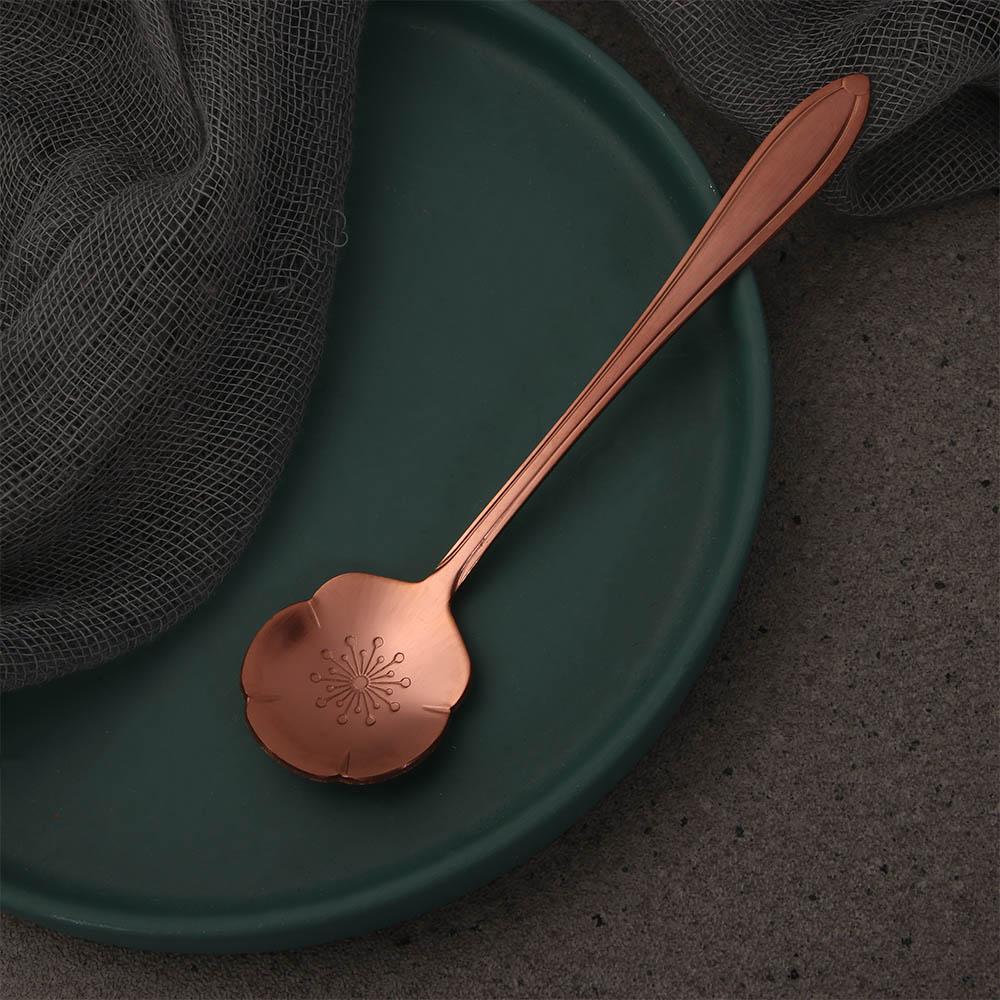 Pattern Bar tools Stainless Steel Tableware for Sugar Ice Cream Coffee Dessert Teaspoon Cutlery Set Flower Spoon Set Soup Spoon