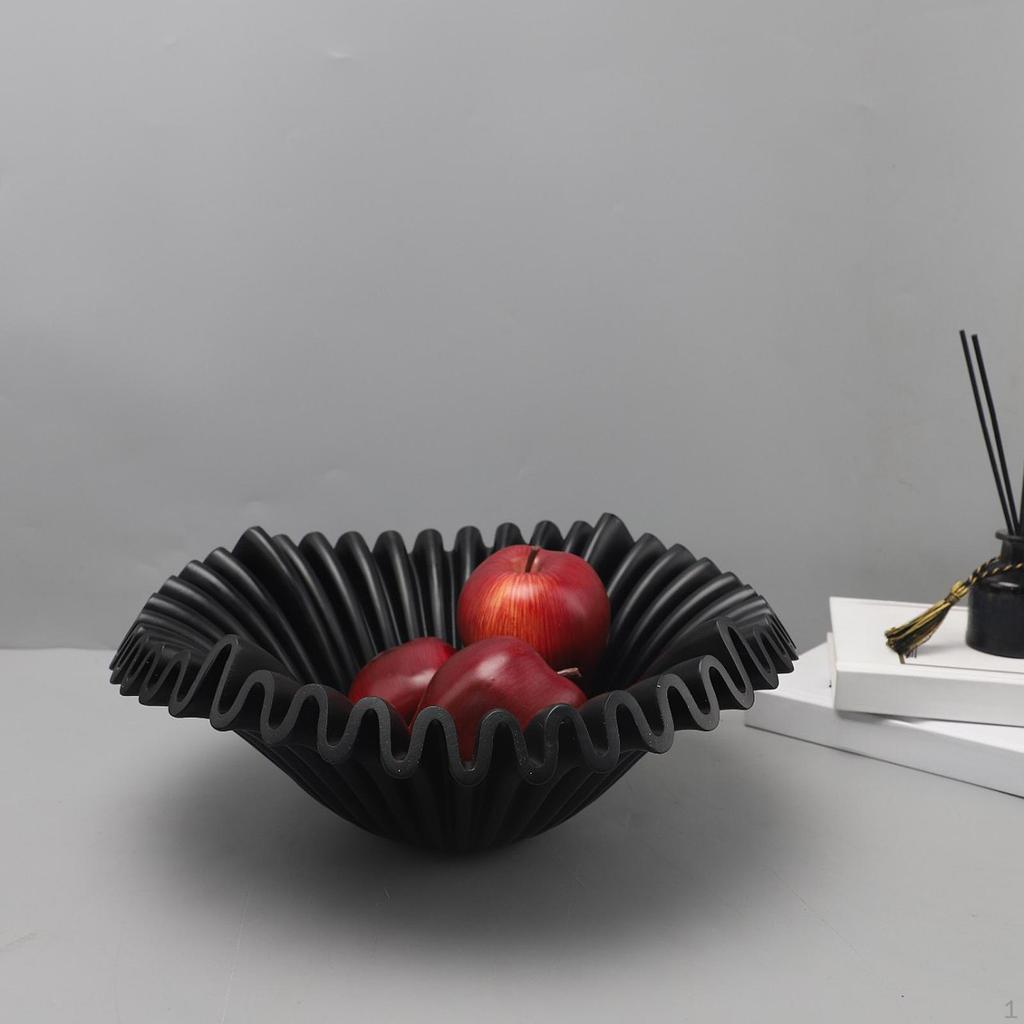 Decorative Fruit Bowl Organizer Table Centerpiece Resin Storage Serving Tray Black