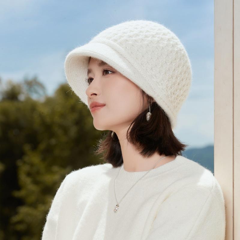 Women's Autumn and Winter Wool Hat French Beret Warm Ear Protection Windproof Piled Thickened Knitted Hat