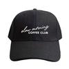 Slow Morning Coffee Club Vintage Kappen Sommer Erwachsenen Baseballkappe Verstellbar mit Gebogenem Schirm Entenschnabel Hut Schutz Sonnenhüte