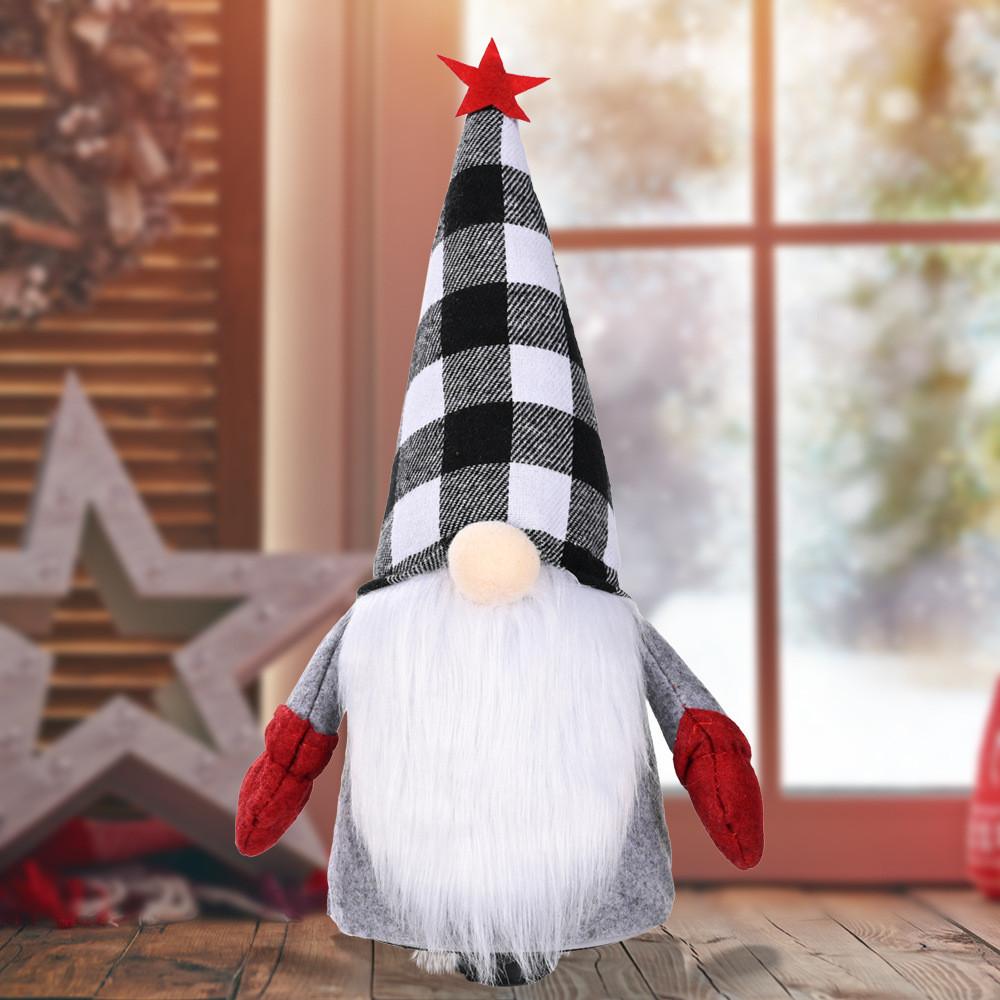 Adorable Christmas Decorations Electric Animated Doll With Red And Black Checkered Hat