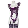 Drunk and charming, purple underwear hollowed out halter bra, perspective sexy lace suit onesie