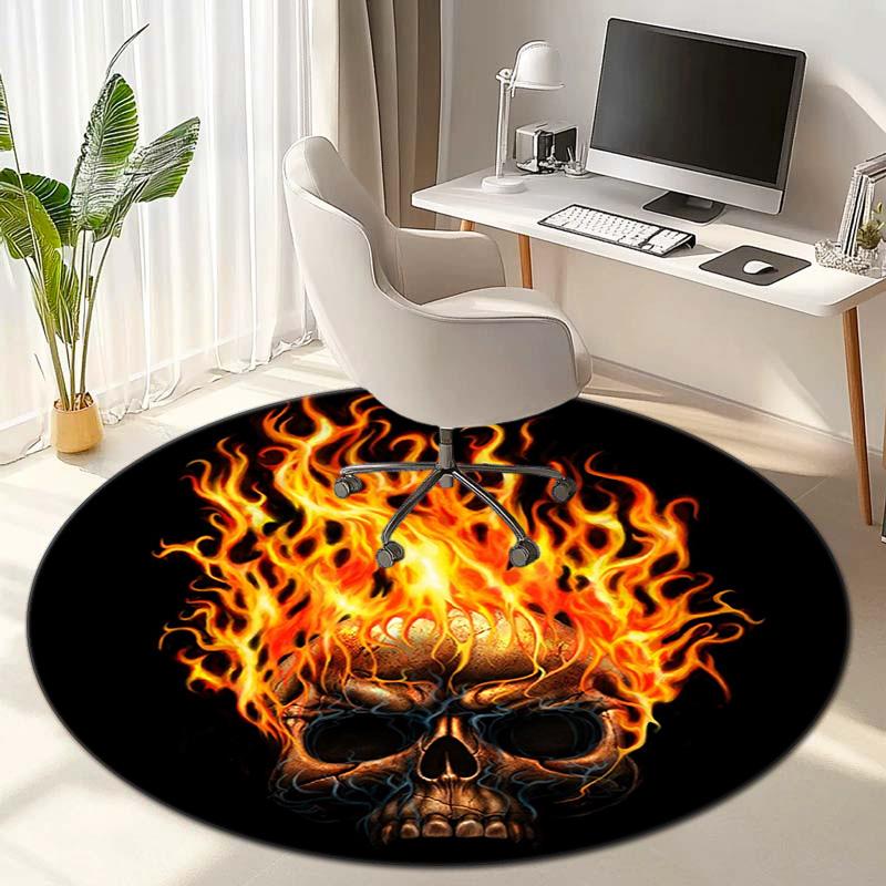 Gang Violence Motorcycle Enthusiasts Hells Angels Motorcycle Club Circular Carpet Is Soft, Home, Bedroom, Door Mat Decoration, and Non Slip Carpet E3