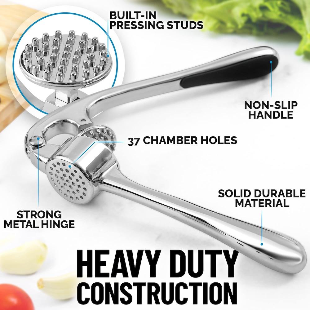 Garlic Crusher, Kitchen Large Premium Garlic Press Set Stainless Steel Bigger Bowl & Rust Proof Safe Garlic Mincer Tool