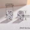 Simple 925 Sterling Silver Square White Cubic Zirconia Stud Earrings Classic Women's Elegant Jewelry