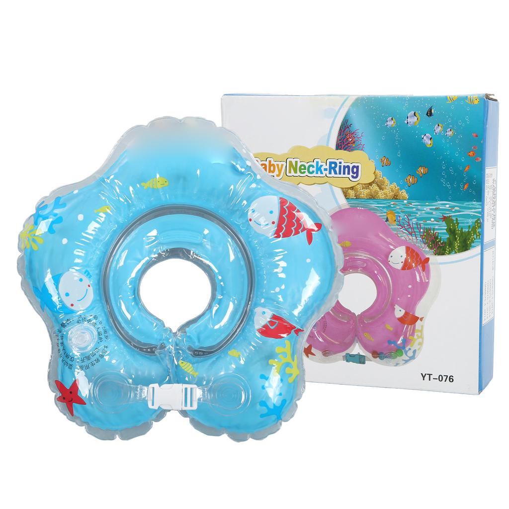 Baby Swimming Ring Thicken Inflatable Prevent Air Leakage Baby Swimming Gear with Bells for Newborn Blue 8.5cm 3.3in