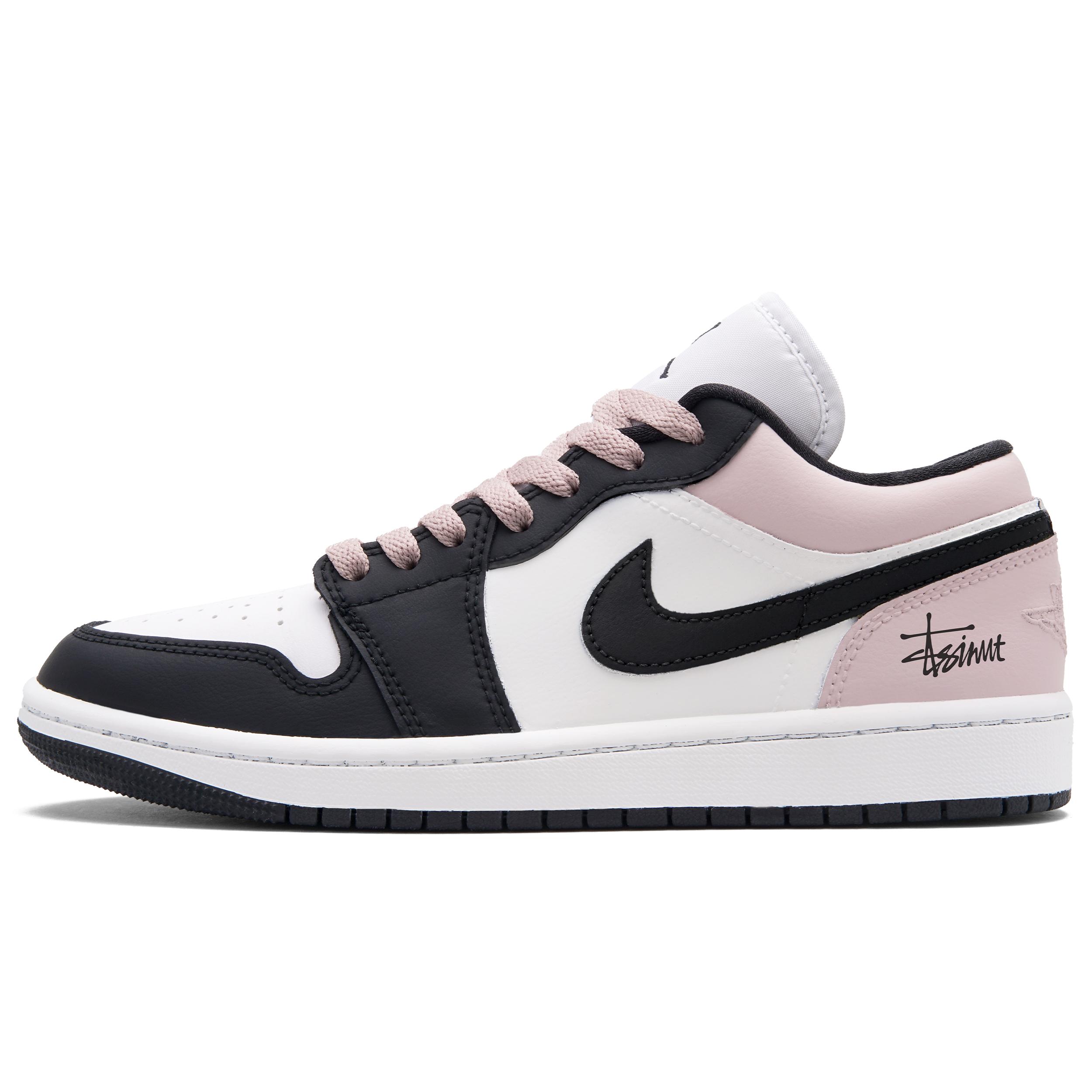 

Jordan Air Jordan 1 White Peach Bubble Low top Vintage Basketball Shoes Women s Black White Pink DC0774-101(Team990-) 39