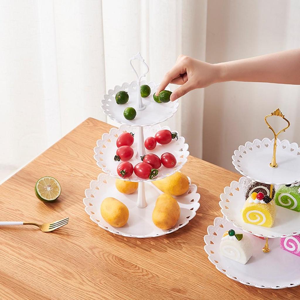 6pcs Cake Stand Afternoon Tea Wedding Plates Party Embossed Tableware Holder