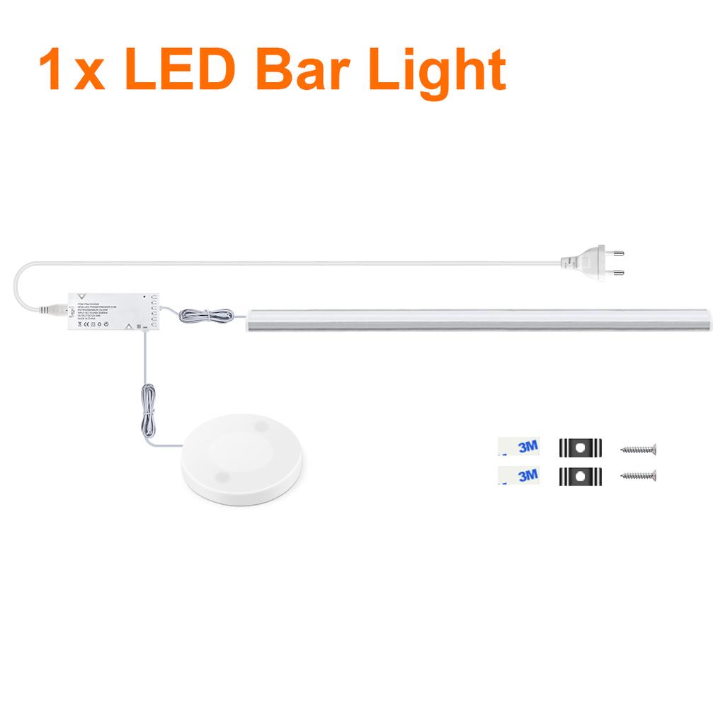 30/40/50CM LED Kitchen Cabinet Light 12V Aluminium Bar Lamp Tube With Penetrable Wood 25mm Touch Motion Sensor Dimmiable Switch