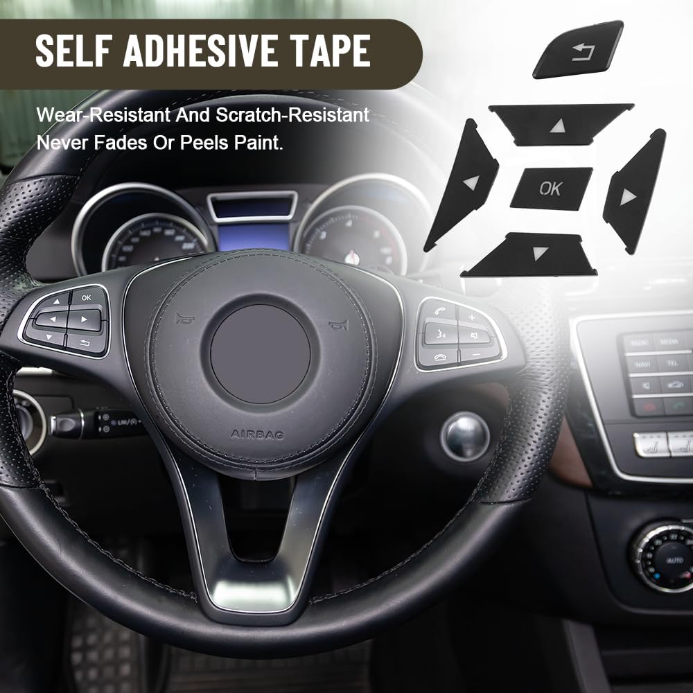 Car Steering Wheel Button Stickers Cover Replacement for Mercedes Benz ML GL GLK GLA CLA CLS SL A B C E G Class Interior Switch Button Decoration