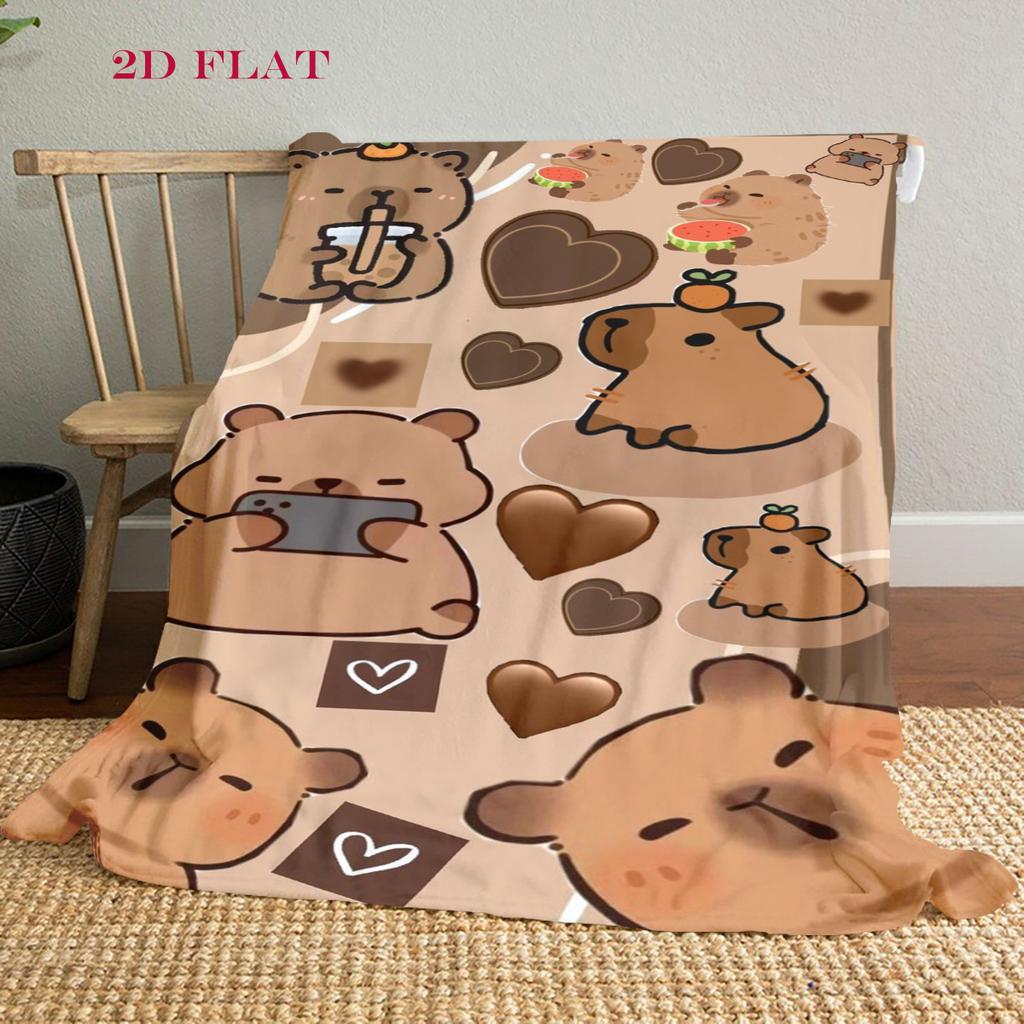 Adorable Capybara Moments Blanket Suitable for All Seasons Home Decor Christmas Gifts Digital Printing Office Rest Blanket