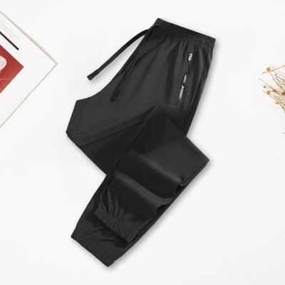 Unisex Summer Ice Silk Pants Thin Loose Straight Leg Cooling Trousers Drawstring Elastic Waist Slacks Quick-drying Solid Color Sweatpants for
