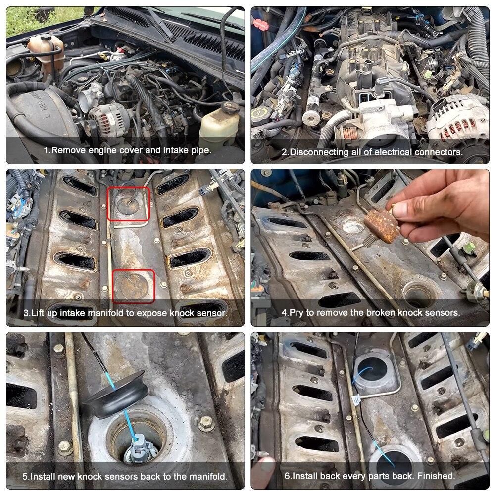 Chevy Suburban Silverado Avalanche Tahoe GMC Sierra Cadillac 4.8 5.3 6.0L için kablo demeti kiti ile çift vuruntu sensörleri