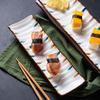Rechteckige Keramikplatte im japanischen Stil, Sushi-Snack-Dessert-Serviertablett für Frühstück & Haushaltsgeschirr