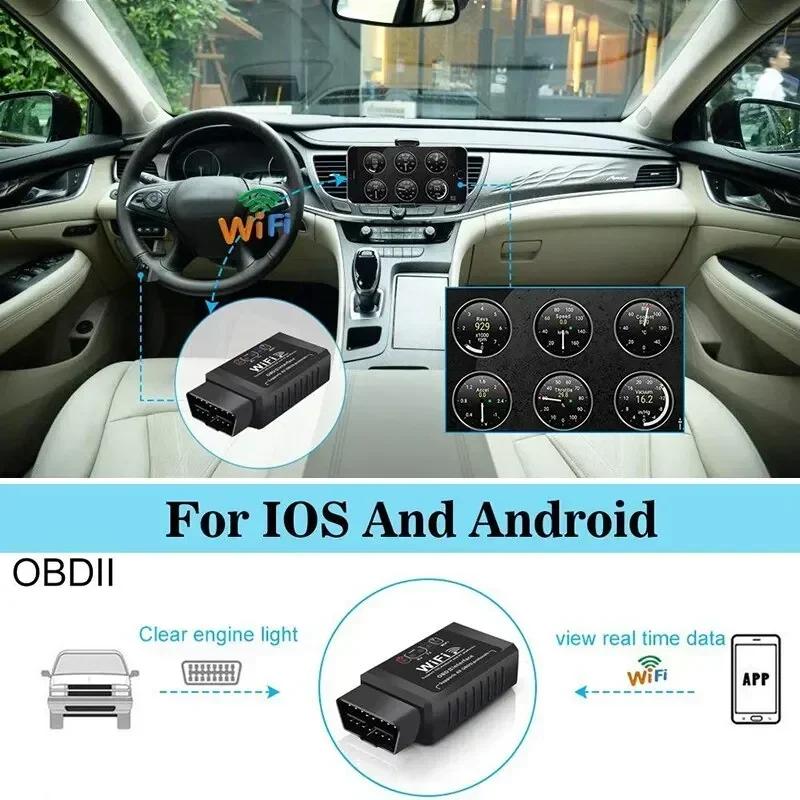 OBD2 WIFI ELM327 V1.5 Scanner - Draadloos Diagnosetool voor iPhone/iOS & Android, Compatibel met OBDII/OBD2 Voertuigen