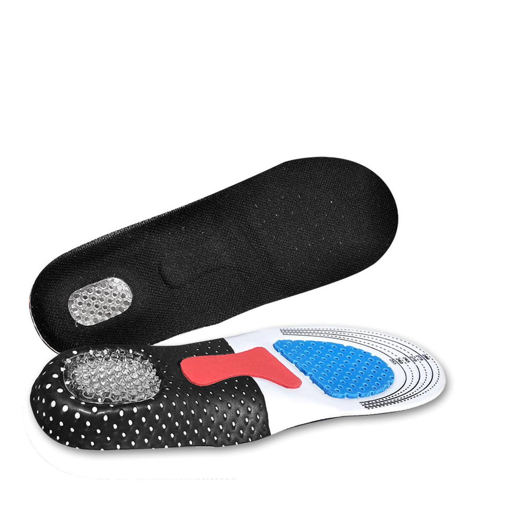 Men Sports Insole EVA Silicone Running Athletic Shock Absorption Breathable Arch Support Inserts Black 41‑45