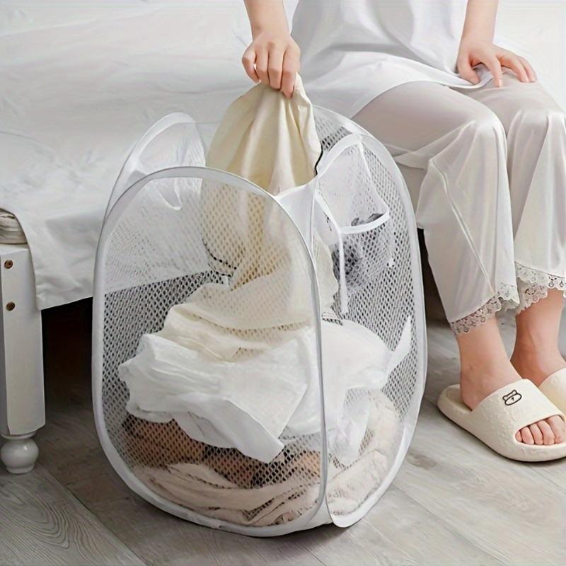 Extra-Large Pop-Up Mesh Laundry Basket with Handles - Foldable, Breathable Non-Woven Fabric Storage Organizer for Dirty Clothes