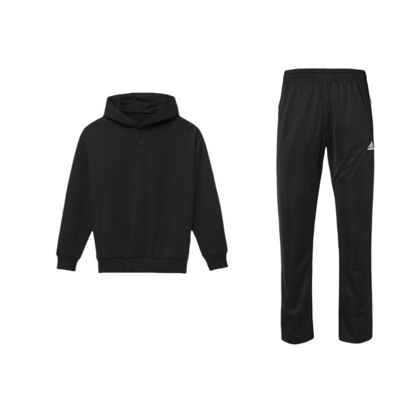 

Adidas Logo Print Knitted Fashion Long Sleeve Sweatshirt Retro Mid Waist Long Pants Casual Sports Set Men Set Black IN4243+TR30P-BW S