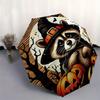 Halloween Raccoon with Pumpkins Wooden Wall SignDecorationUmbrella, Portable 3-Fold Compact Umbrella for Men & Women Gift