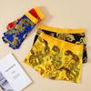 Chinese Style Golden Dragon Men's Underwear with Dragon Pattern Printed Men's Four Cornered Pants