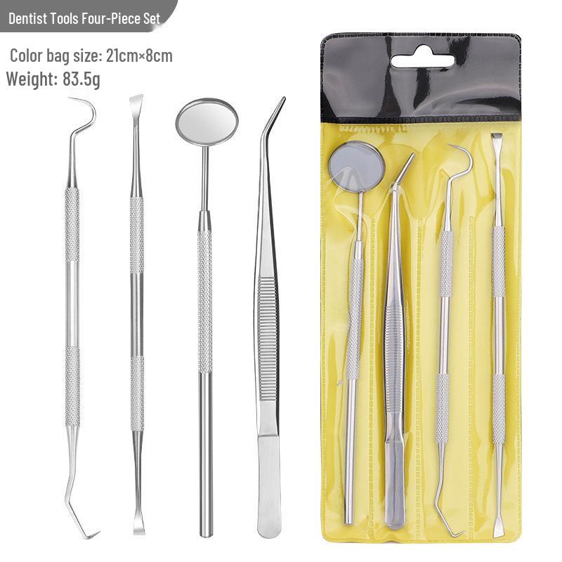 Stainless Steel Dental Tool Set - Mouth Mirror & Tartar Cleaning Care Tools