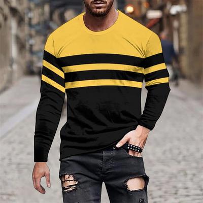 Tricouri colorate cu model pentru bărbați Toamnă Casual Gât rotund Topuri Largi Mânecă lungă Tricouri