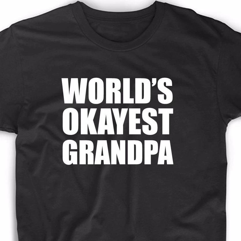 World s Okayest Grandpa T Shirt Birthday Gift Funny Geek Nerd Tee Grandma L