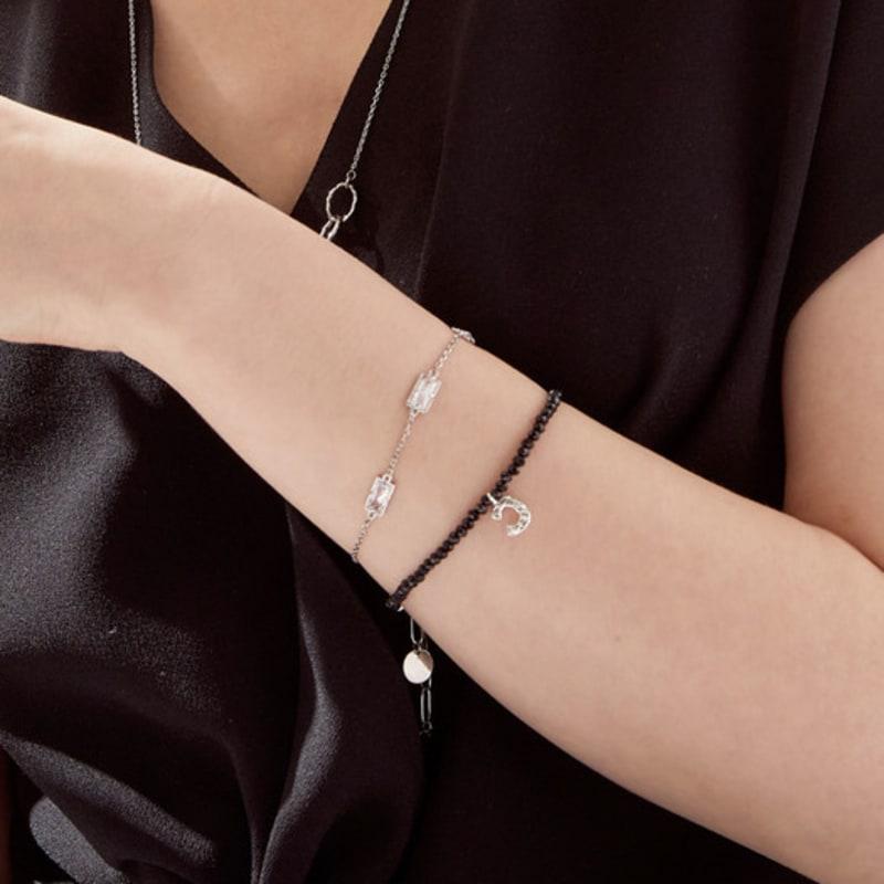 ctwins Initials Black Crystal Bracelet (Choose an Alphabet)