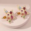 Colorful Rhinestone Stud Earrings Y2K Style Crystal Stud Earrings Trendy Dangle Earrings  for Women