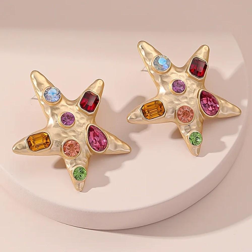 Colorful Rhinestone Stud Earrings Y2K Style Crystal Stud Earrings Trendy Dangle Earrings  for Women