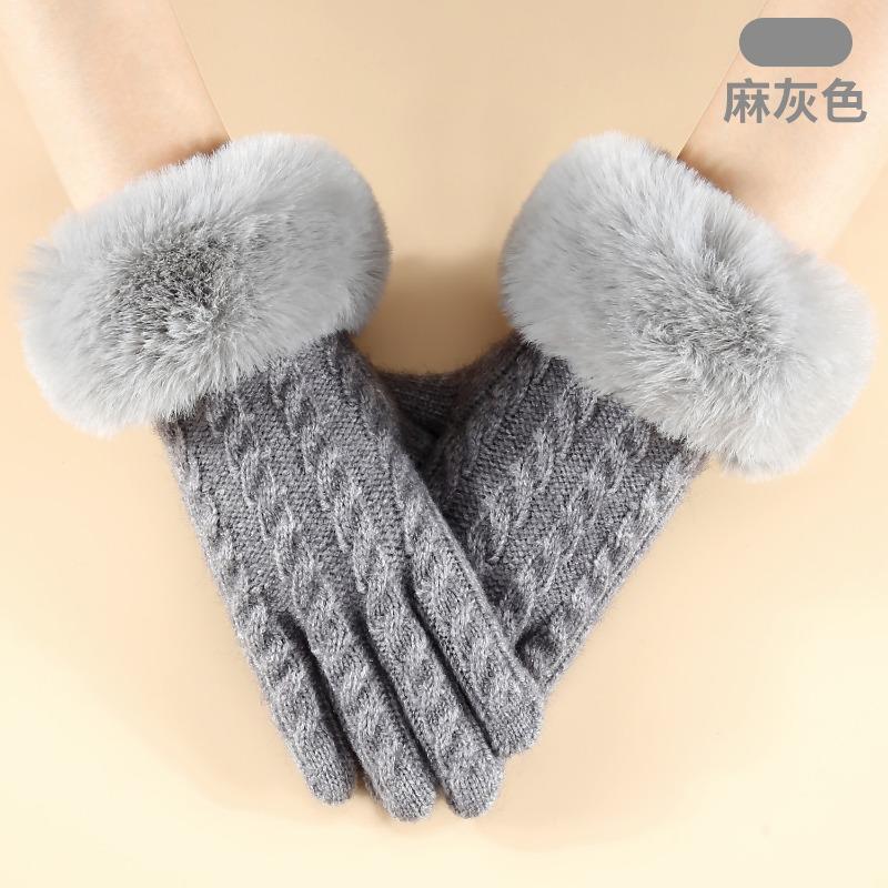 Winter women's knitted gloves simple fashion office warm gloves windproof cycling outdoor gloves
