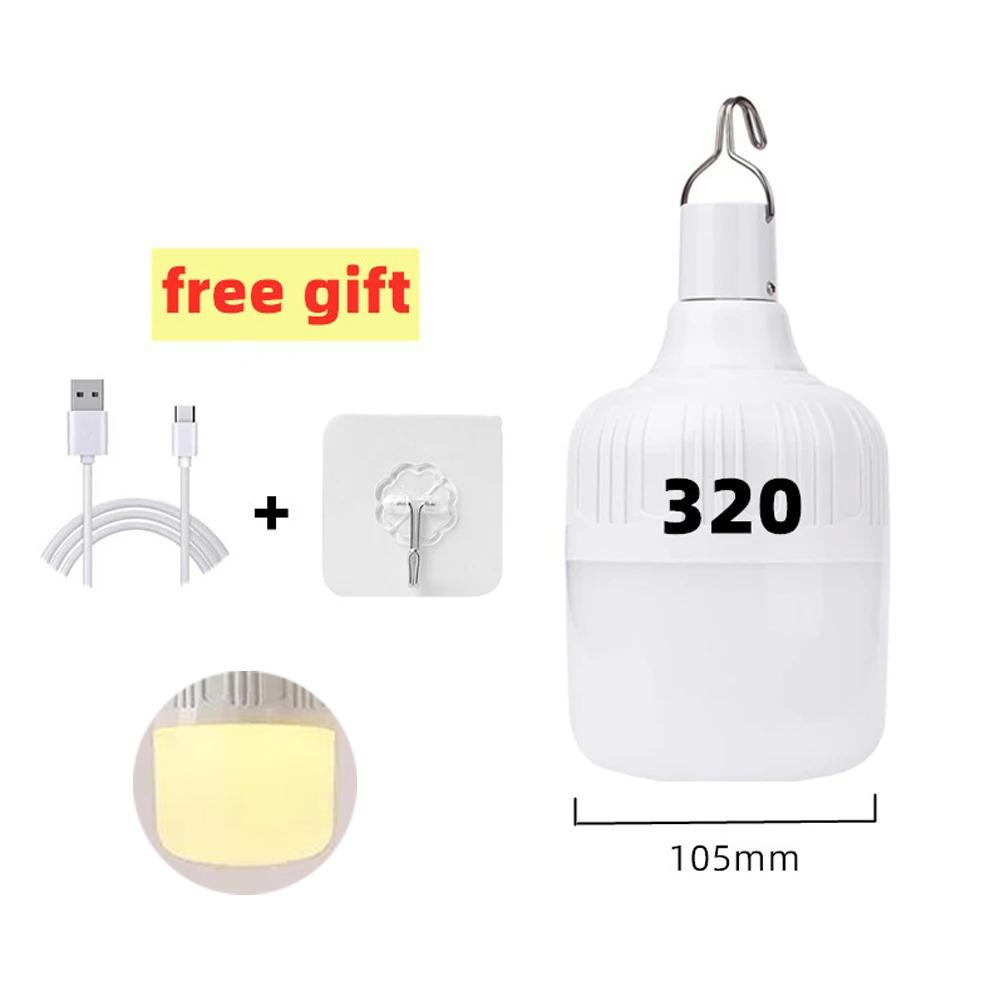 1-8pcs Portable LED Outdoor Camping Lights USB Rechargeable Lamp Hook Emergency Bulb High Power Tents Lantern Night Lights Bulb
