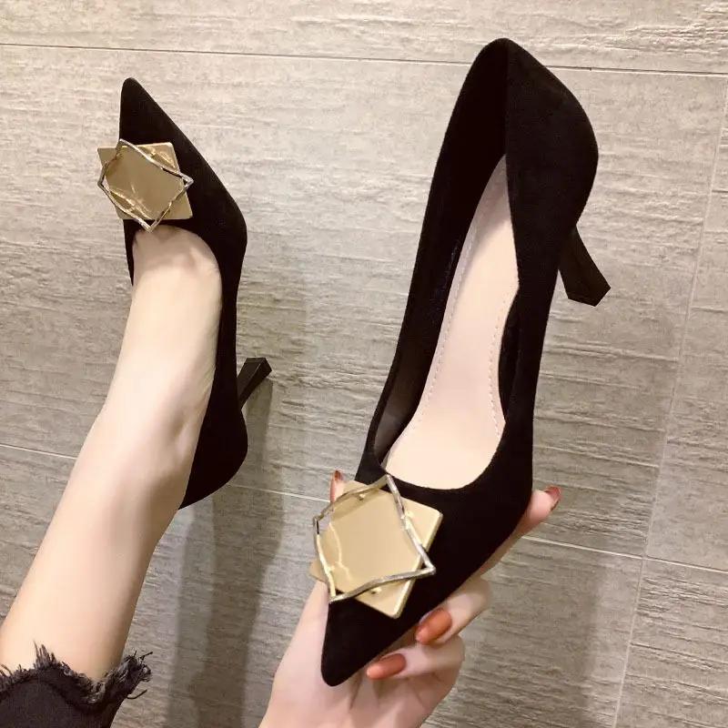 Fashion Women's Shoes On Heeled Pointed Toe Pumps Stilito Ladies High Heels Y2k Slip Korean Style Beau Today with Discount Quality Sale