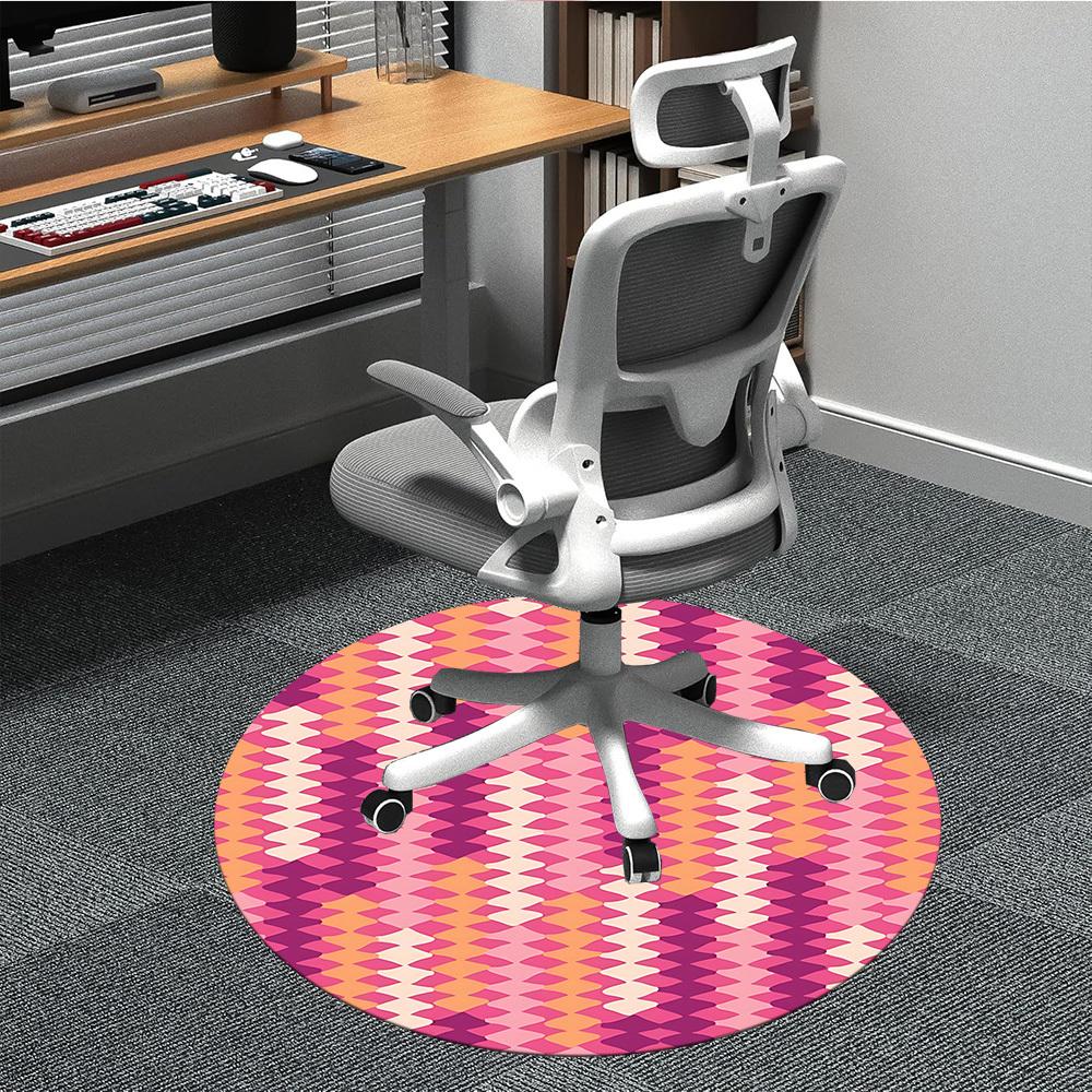 1 Stück bunter Kreisstuhlteppich für Büro, Innenbereich, rutschfest, waschbar, Polyesterfaserteppich,