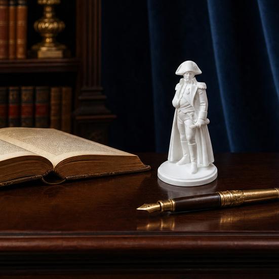 Handmade Painting Project 3D Printed Napoleon Statue with Military Coat, Turban & Scroll, Vintage Historical Desktop Decor Classic Design Figurine,