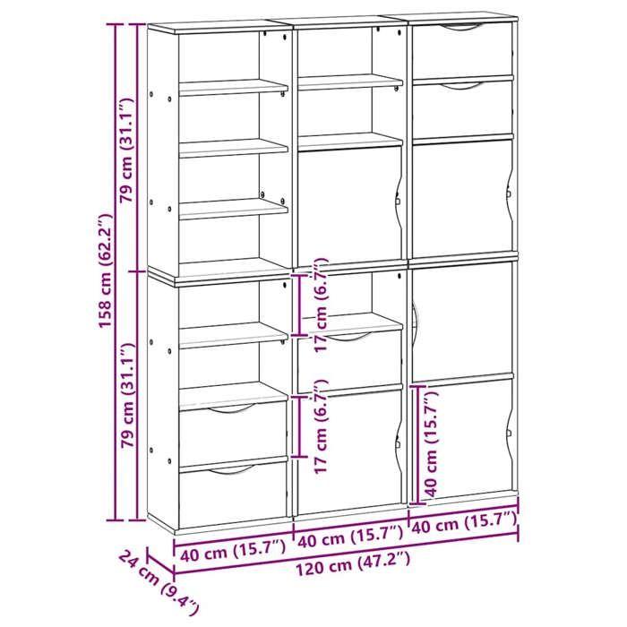VidaXL Side Cabinets 6 Pcs ODDA White 40x24x79 Cm Solid Pine Wood, Cabinet, Buffet, Kitchen Storage Furniture, 3365355