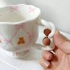 Teddy Bear Bow Mug, 550ml Ceramic High-value Teacup, Cute Water Coffee Cup, Birthday Gift, Christmas Gift Drinkware