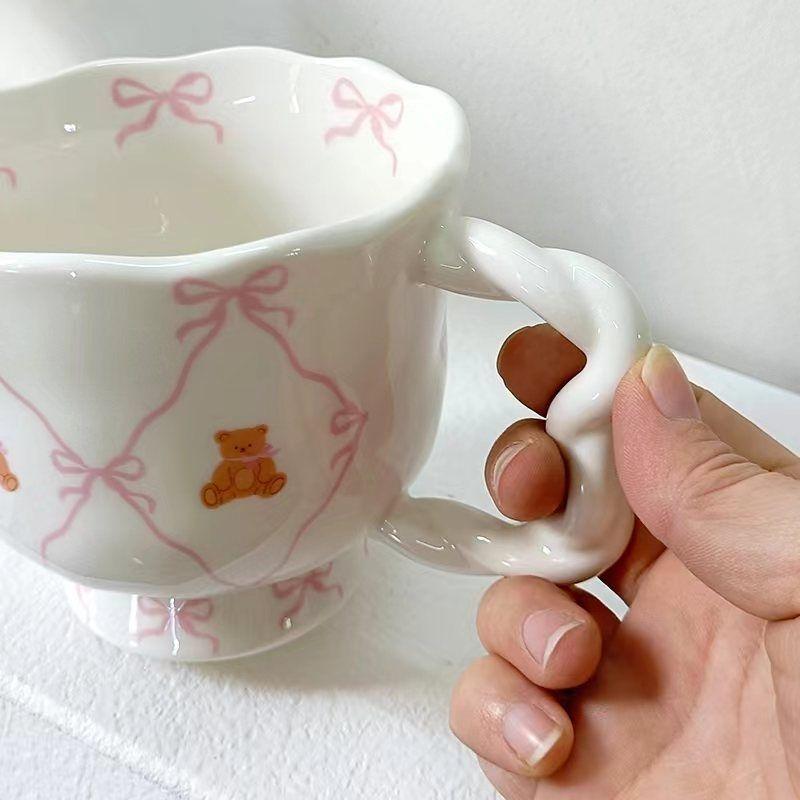 Hrnek s plyšovým medvídkem, 550 ml keramický vysoce hodnotný šálek na čaj, roztomilý šálek na kávu s vodou, dárek k narozeninám, vánoční dárek Nádobí