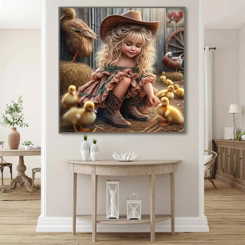 5D DIY Diamond Painting Women Portrait Duck Animal Full Round Diamond Mosaic Home Bedroom Wall Artwork