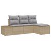 VidaXL Ensemble de Canapé de Jardin 4 Pièces Avec Coussins Beige Rattan Poly 3347010