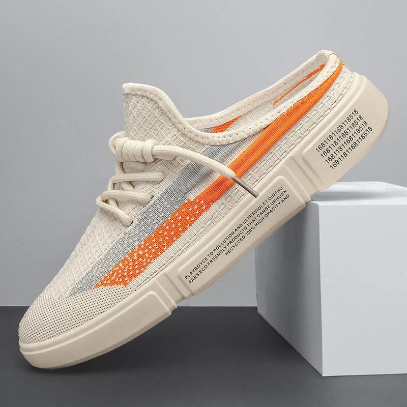 

Package Head Canvas Half Slippers Men 2025 Summer Lightweight Comfort Breathable Walking Sport Slippers Shoes for Men Sneaker 39 бежевий