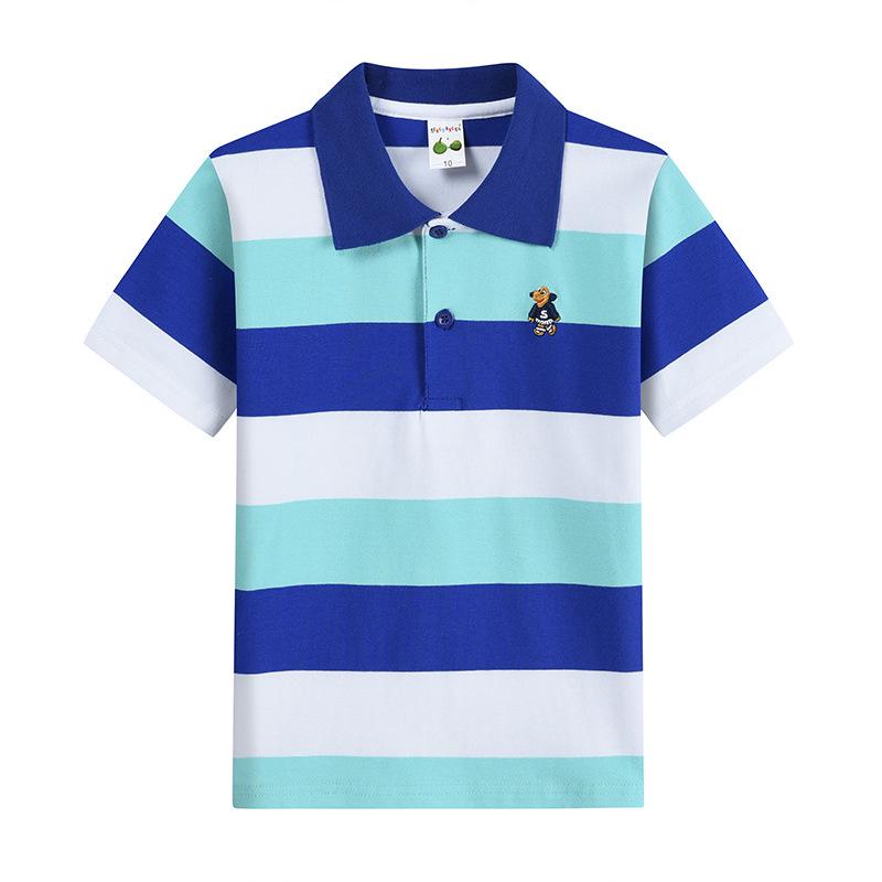 

Дитяча бавовняна футболка-поло в смужку в європейському та американському стилі - весна/літо, підходить для дітей та підлітків. Size 12, Height 120cm