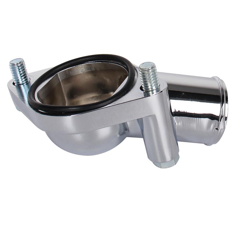 SBC BBC Chrome Water Neck Thermostat Housing Outlet Fit Chevy 45 Degree 350-454