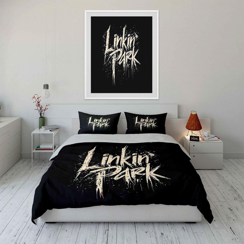 """Σετ Κλινοσκεπασμάτων Linkin Park Μαύρο""" Σετ Κλινοσκεπασμάτων Κάλυμμα Παπλώματος Κάλυμμα Παπλώματος Μαξιλαροθήκες"""  (1 * Κάλυμμα Παπλώματος 2 * Μαξιλαροθήκες, χωρίς εσωτερικό παπλώματος)