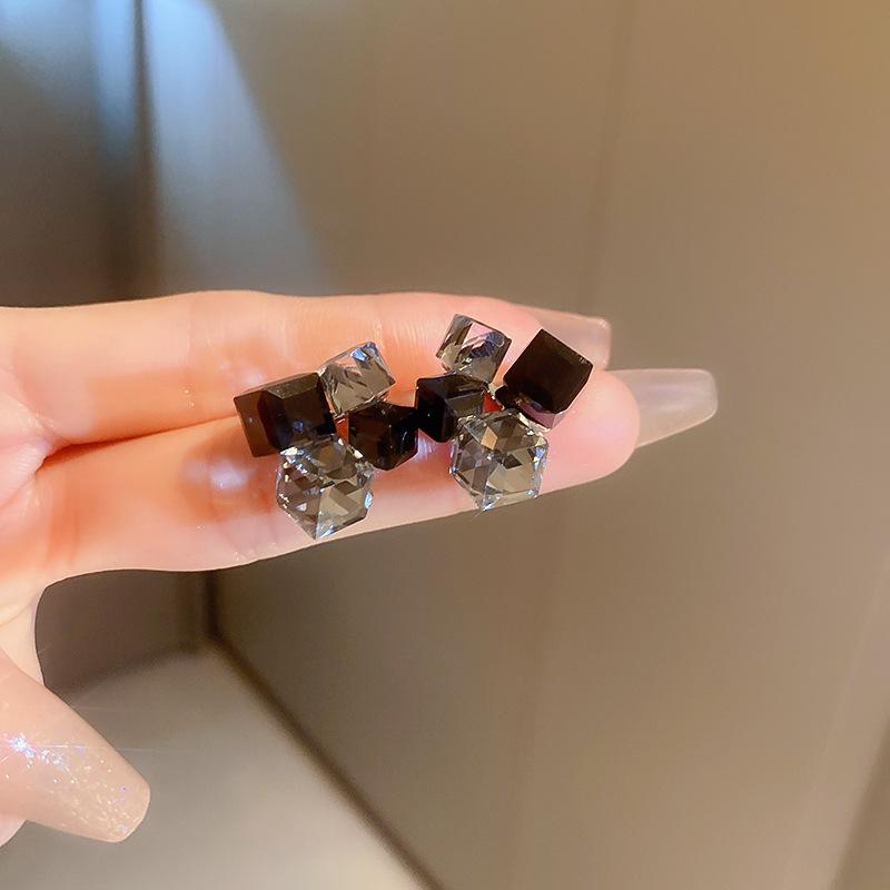 GemChic Women's Earrings Personalized Irregular Crystal Square Ear Stud Needle Earrings Cool Geometric Earrings Birthday Christmas Jewelry Gift