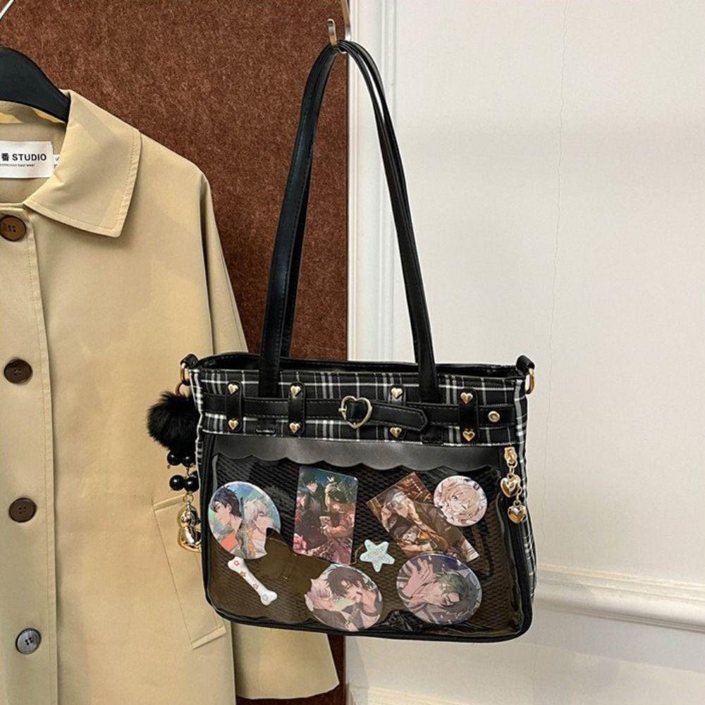 Y2K Cartoon Anime Itabag Lattice Transparent Shoulder Bag Lovely JK Crossbody Bag Ladies/Girls