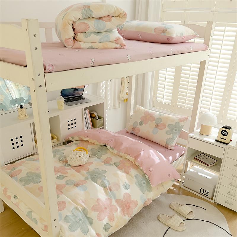 

Высококачественная хлопковая простыня с принтом, мягкая и дышащая, для студенческого общежития, комплект из 3 предметов, универсальная для односпальной кровати в общежитии 150x200CM зелёный