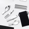 5Pcs 304 Stainless Steel Folding Cutlery Set Portable Reusable Metal Knife Fork Spoon Camping Tableware for Outdoor Picnic