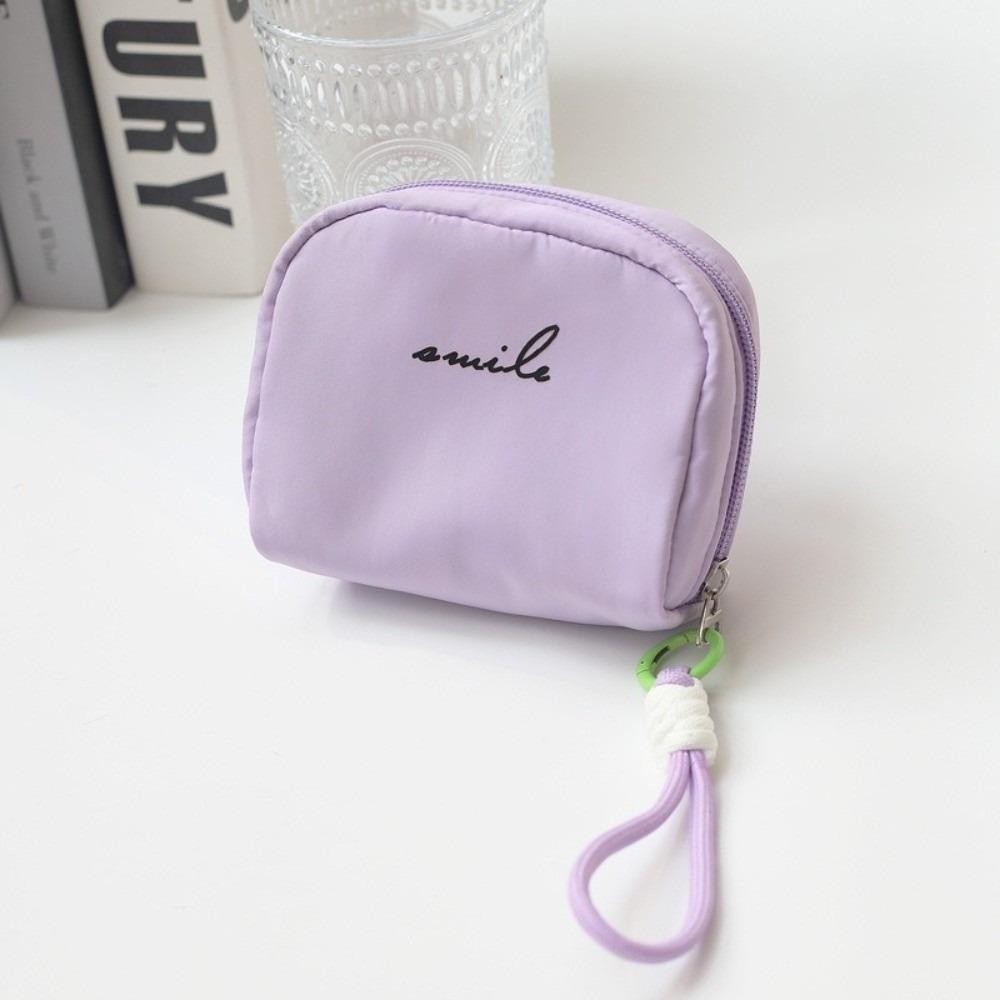 

Simple Solid Color Coin Purse Multifunctional Large Capacity Cosmetic Bag With Zipper Sanitary Napkin Storage Bag Makeup Storage фиолетовый